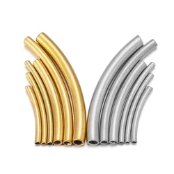 10Pcs Stainless Steel Metal Long Tube Curved Tube Straight Tube Connectors For Bracelet Necklace Connector DIY Jewelry Making