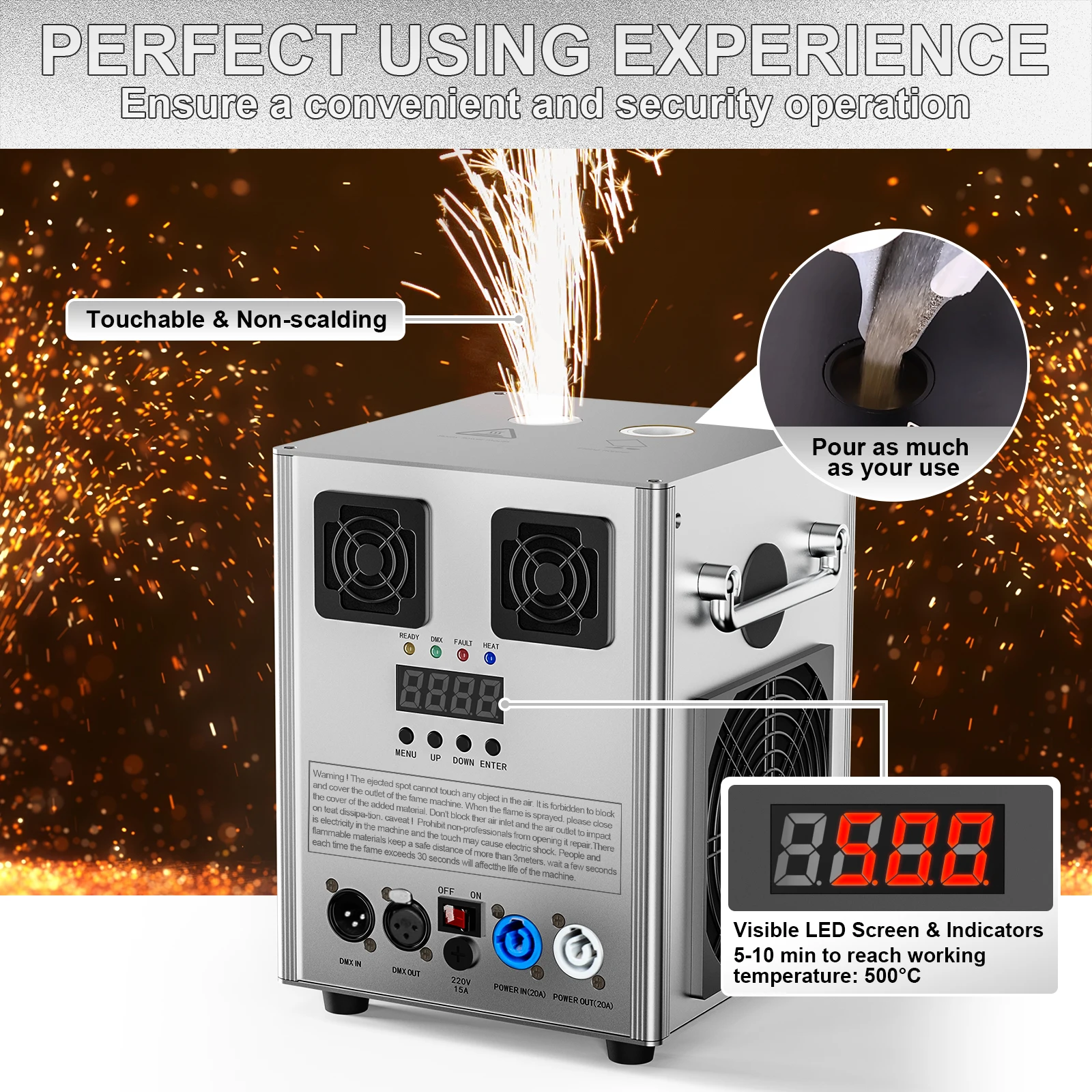 700W Spark Machine Cold Fireworks Machine Fieryzeal Stage Equipment Special Effect Machine Wedding Musical Show Ceremony