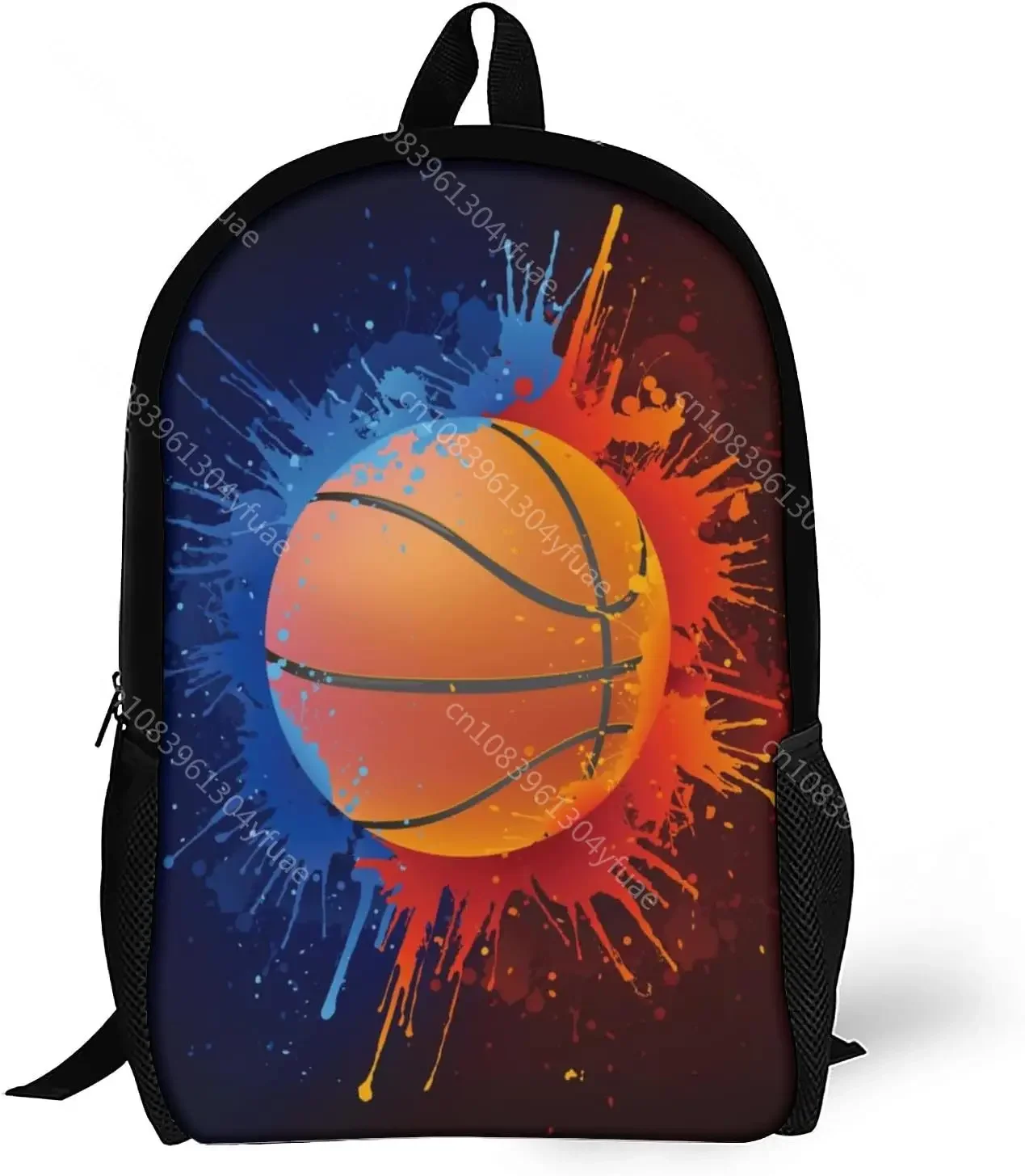 Basketball Backpack for Kid Boy,Colorful Oil Painting Basketball Ball Print Lightweight School Bookbag Junior Student Daypack