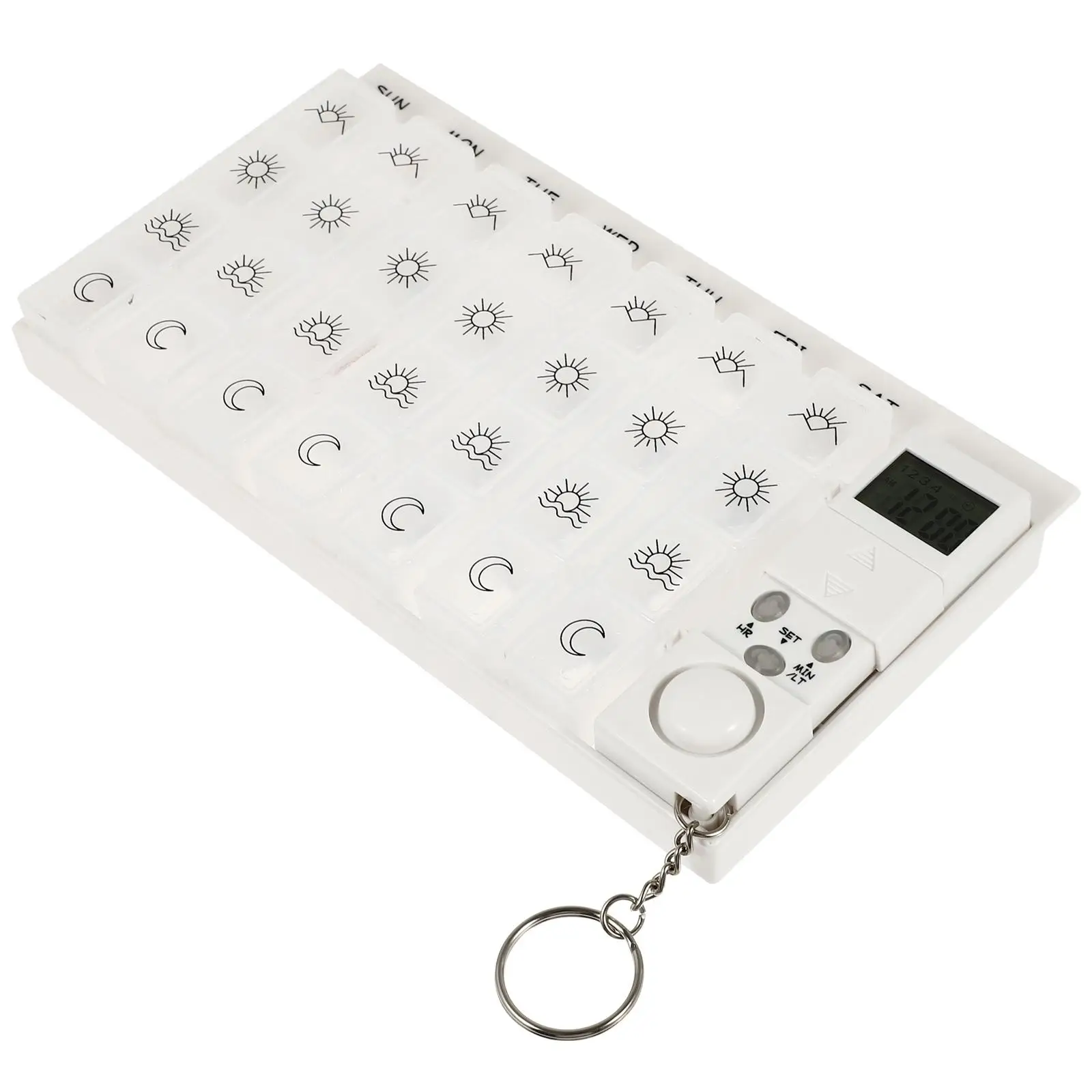 

Weekly Pill Clock Organizer 7 Days Travel Pill Organizer Multiple Compartments Loud Reminder Timer Stylish Storage