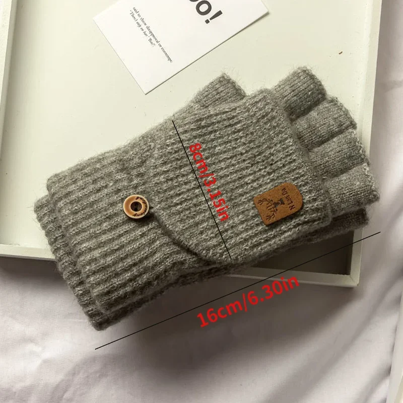 1 pair Knitted Half Finger Gloves Winter Thicken Warm Touch Screen Gloves for Men Women Gloves Warm Half Finger Student Gloves