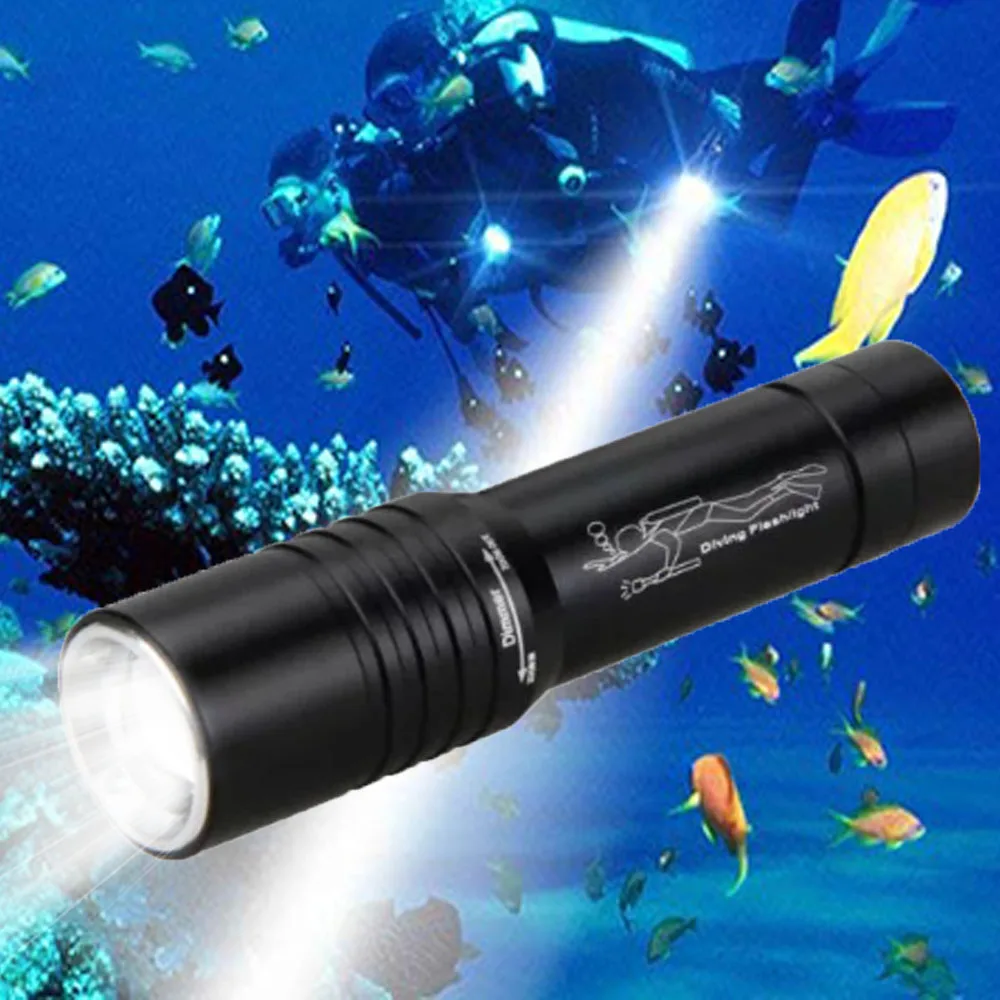 

3800LM zoomable Diving Flashlight T6 LED outdoors Dive Light 3 Modes Diver Torch Underwater Waterproof 18650 Camping lamp