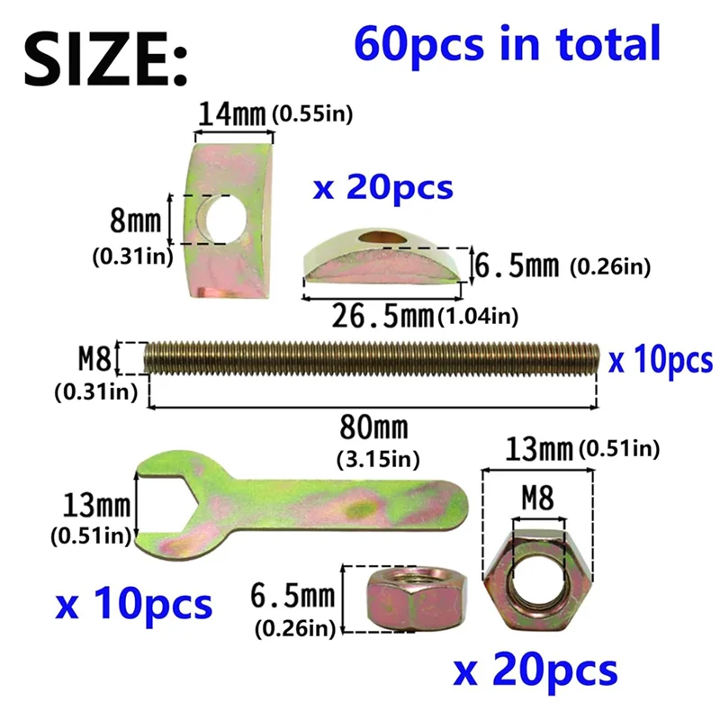 N10R-10 conjuntos de parafusos de conector de bancada, fixadores superiores de mesa, pacote de parafusos de junta de conectores, parafuso de tração de esquadria e parafuso de zíper