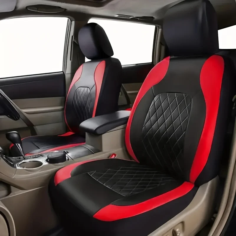 

Front 2-seater or 5-seater car universal PU leather embroidered ultra-thin seat cover, protecting your car from dust and dirt