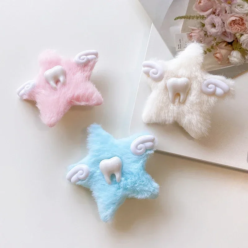 New 2024 Cute Lettle Teeth Angel Wings Plush Stars Hairpin Girls Hair Clip Children\'s Headgear Barrettes Accessoires Femme