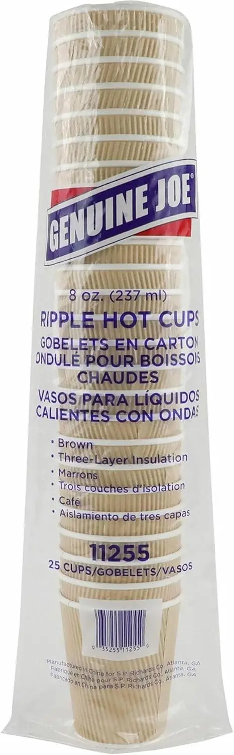 

Ripple Hot Cup, 8oz, 3-Layer Insulation, Brown, 25/Sleeve, 20 Count