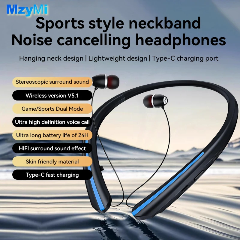 

Mzymi HX801 Scalable Neckband Earphone Wireless Earbuds Bluetooth Noise Reduction Headphone InEar Adjustable Waterproof Headset