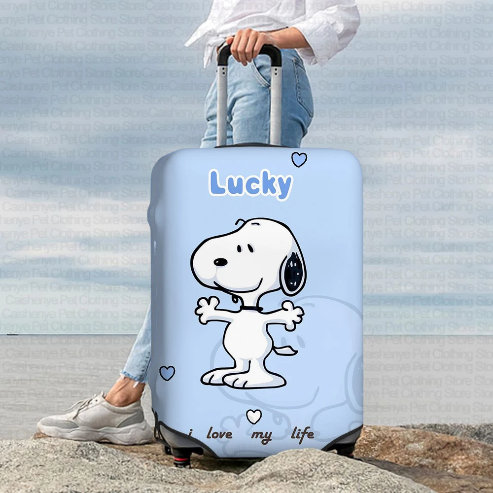 Cartoon practical Snoopy print pattern luggage elastic cover travel suitcase cover suitable for 18-32 inch luggage