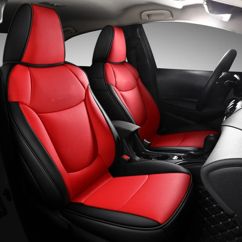 Custom Luxury Car Seat Cover For Toyota Corolla 2019 - 2024 Waterproof pu leather Color splicing Styling Seats Accessories-Red