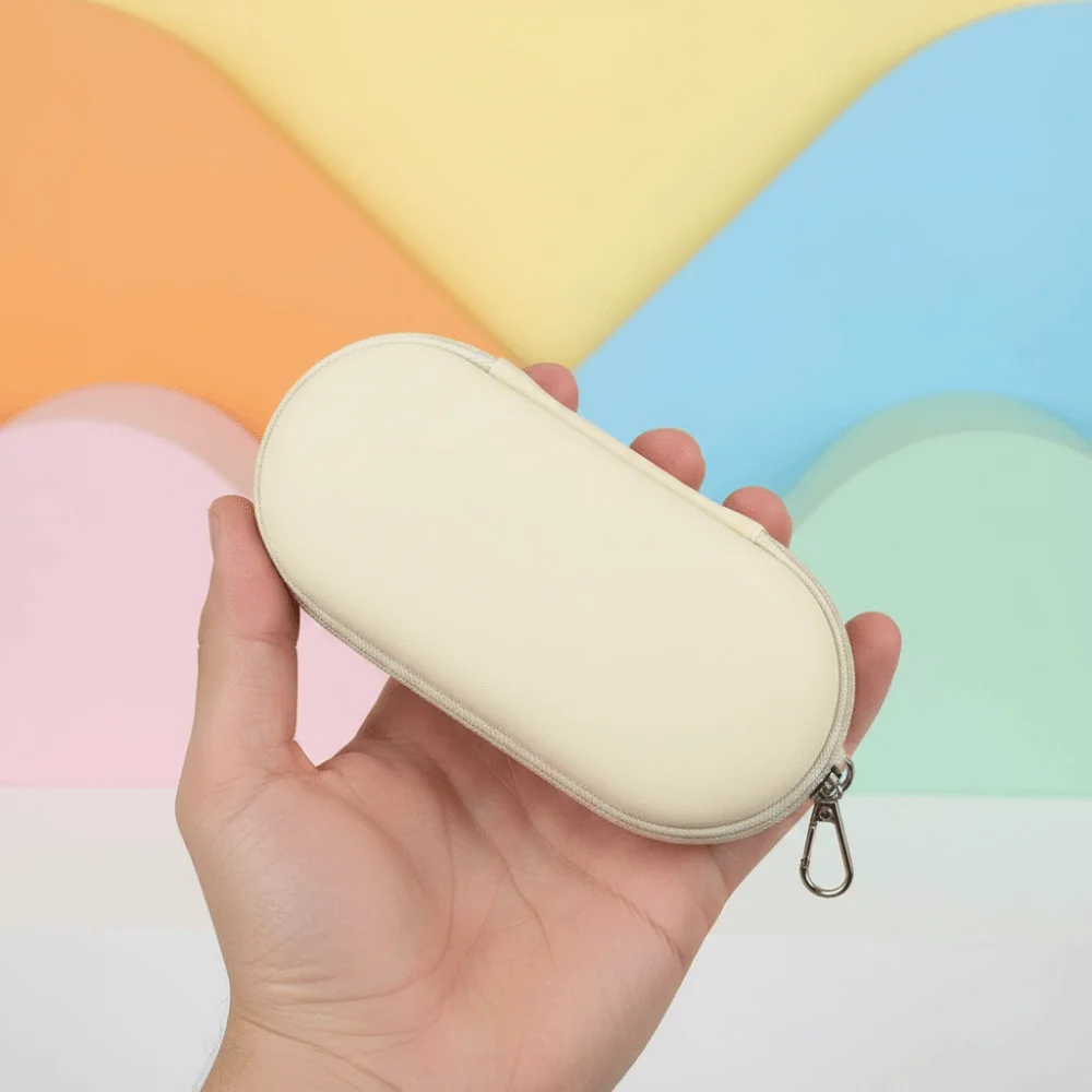 Waterproof PU Dual Slot Glasses Pouch Oval Shape Zipper Closure Sunglasses Case Lightweight Anti Crush Eyewear Organizer