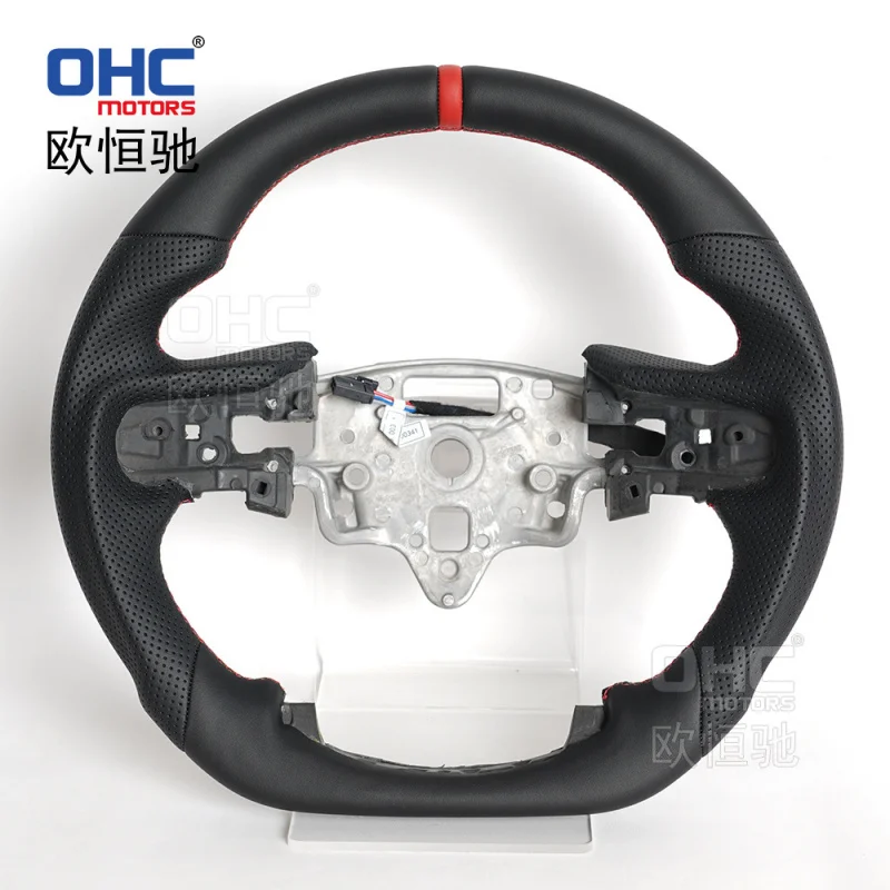 For Chevrolet Silverado 2019-2024  full-leather heated flat-bottom car pickup steering wheel modification and upgrade