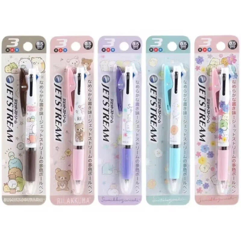 1 Stuks Jetstream Cartoon Patroon Limited Edition 0.5Mm Multifunctionele Gelpen Driekleurige Balpen Kawaii Briefpapier