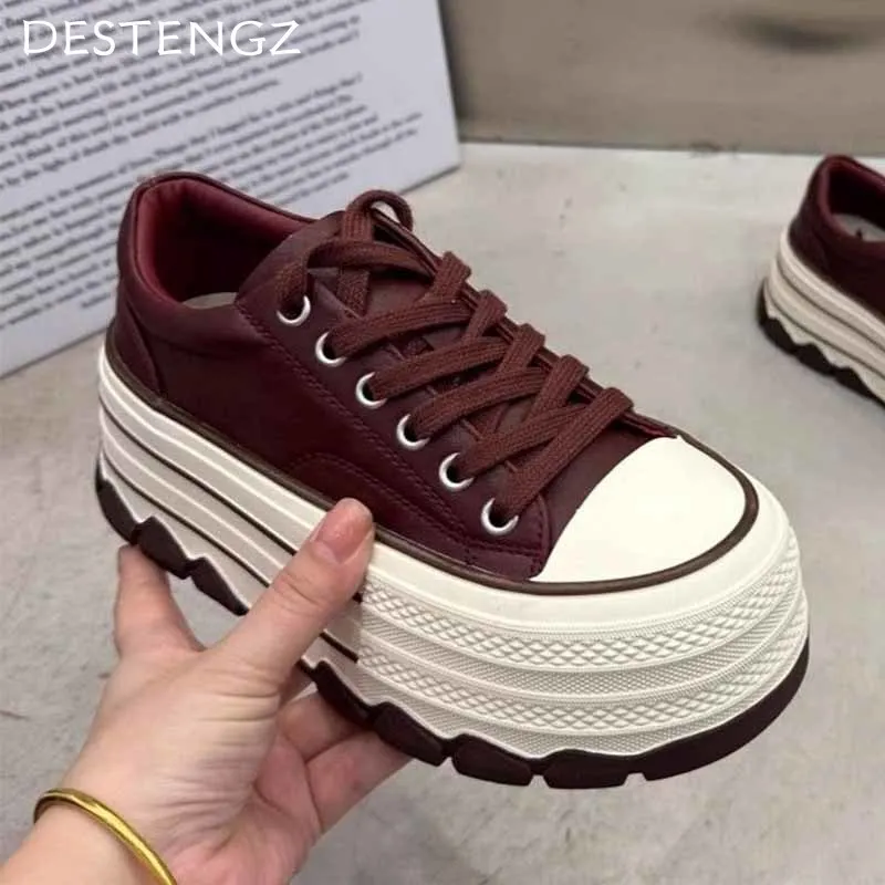 

Холщовые кроссовки на платформе и высоком каблуке, Женские спортивные туфли, Модные Повседневные Удобные Прогулочные кроссовки, новинка сезона зима 2025, Брендовая женская обувь