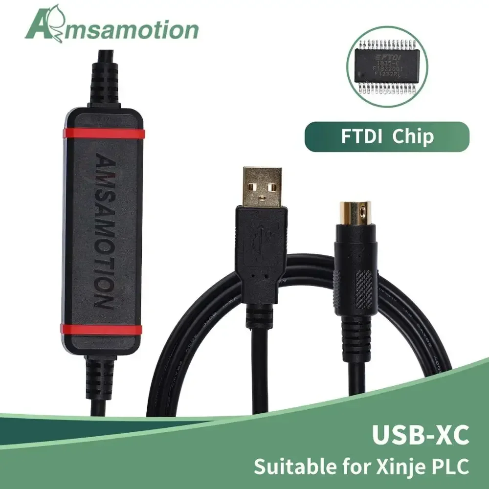AMSAMOTION USB-XC Gold-plated High Speed Programming Cable Suitable For Xinje XC1 XC2 XC3 XC5 Series PLC USB To RS232 FTDI Chip