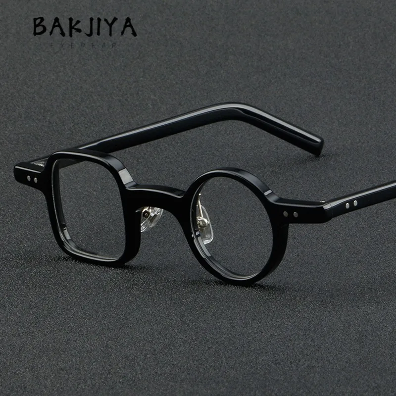 خمر فريدة من نوعها خلات الضوء الأزرق نظارات للقراءة مربع إطارات مستديرة مصمم الرجال والنساء النظارات الطبية اللونية #3