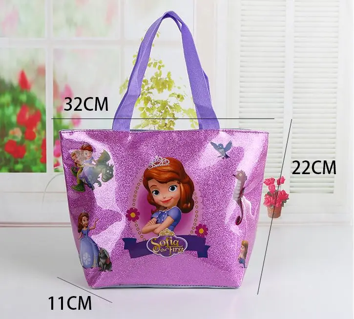 Disney princess children cartoon handbag Frozen Elsa girl gift shoulder high capacity bag PVC package travel storage lady bag