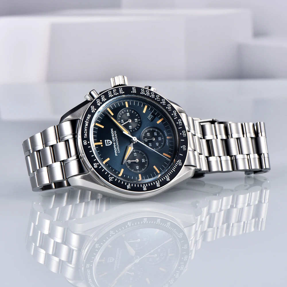 2025 جديد PAGANI تصميم القمر V6 ساعات رجالية فاخرة ساعة كوارتز للرجل كرونوغراف VK63 الرجال هدية AR الياقوت مرآة مضيئة