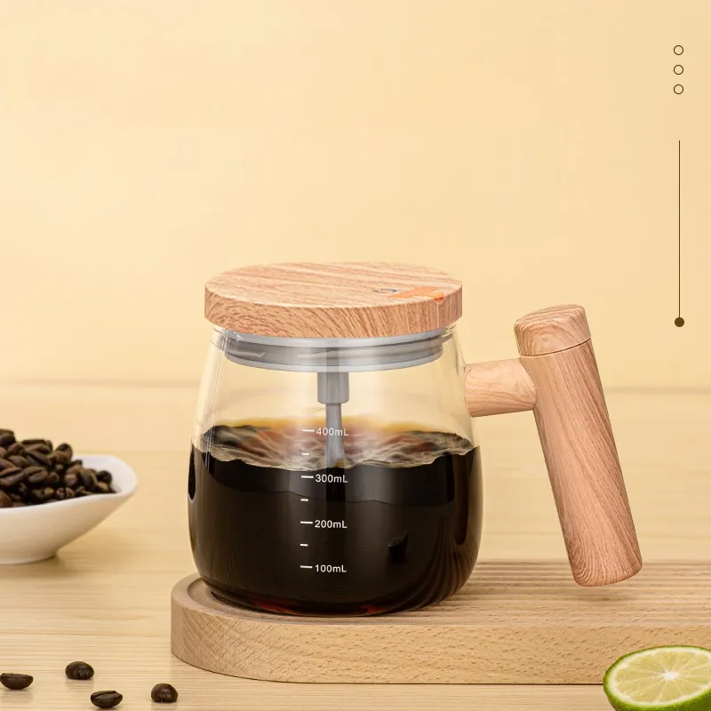 

Automatic Rotating Office Coffee Stirring Cup - Mini Transparent Cup for Water or Juice Cup with straw and lid Tea mug Chalice