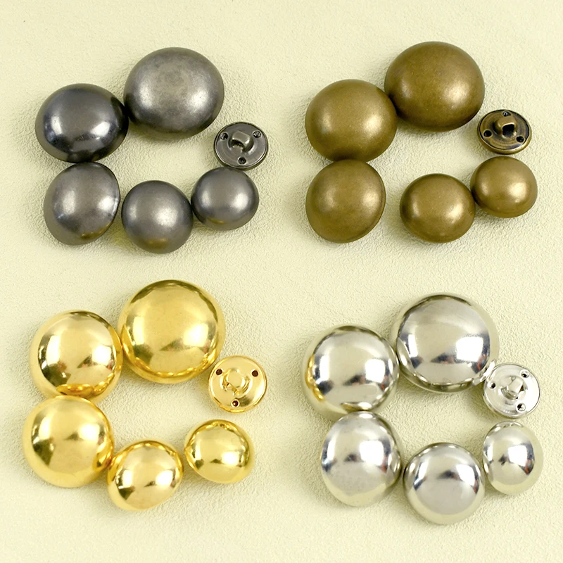 

100Pcs 10/15/18/20/23/25/28mm Metal Buttons Brass Golden Button Coat Round Mushroom Shank Buckle for Decoration Sewing Botones