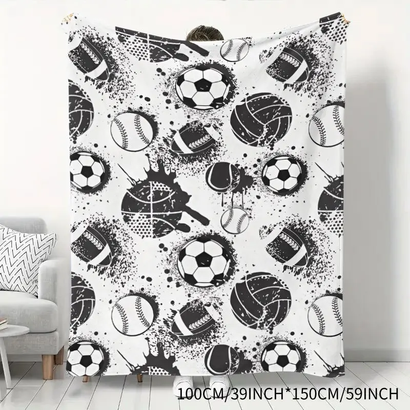 Vibrant Sports Basketball Hoop Throw Blanket Splash Paint Graffiti Art Athletic Graphic Cozy Cover For Couch Porch Bench