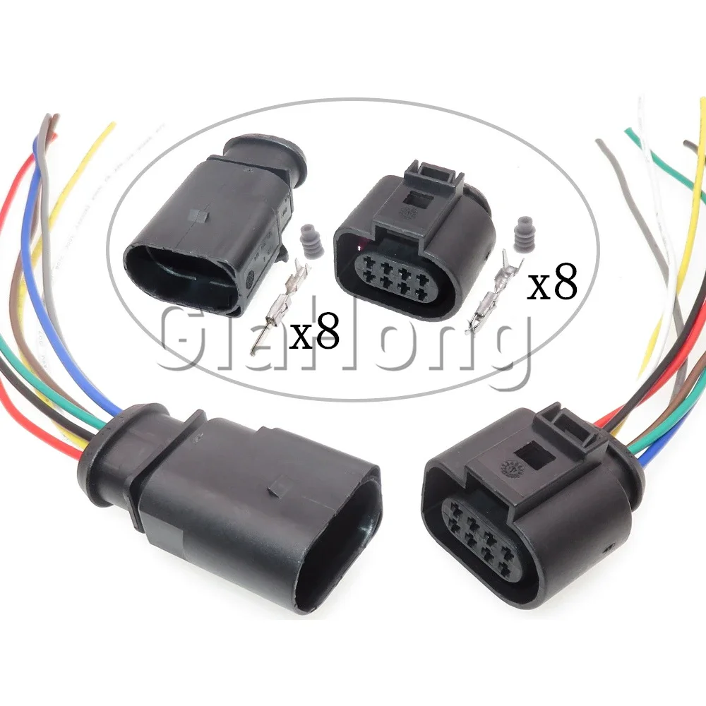 1 Set 8 Ways AC Assembly Auto Parts Car Sealed Plug For VW 1J0973714 1J0973814 Automobile Radar Gearbox Electric Cable Socket