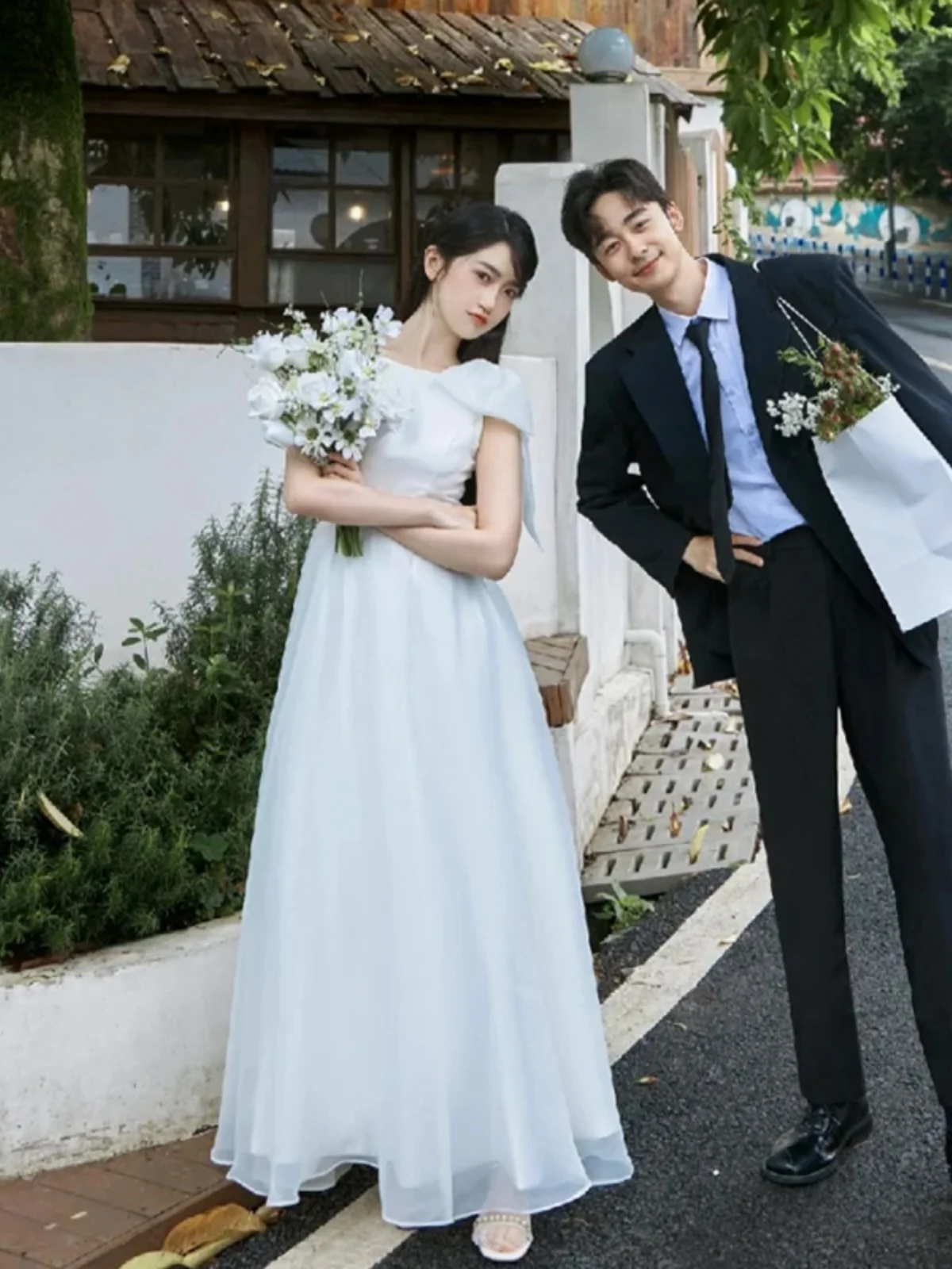 

Ele Outdoor Wedding Dr Simple Sle Soft Satin A-Line Skirt No Sve Bridal Gown for Registration And Photoaphy