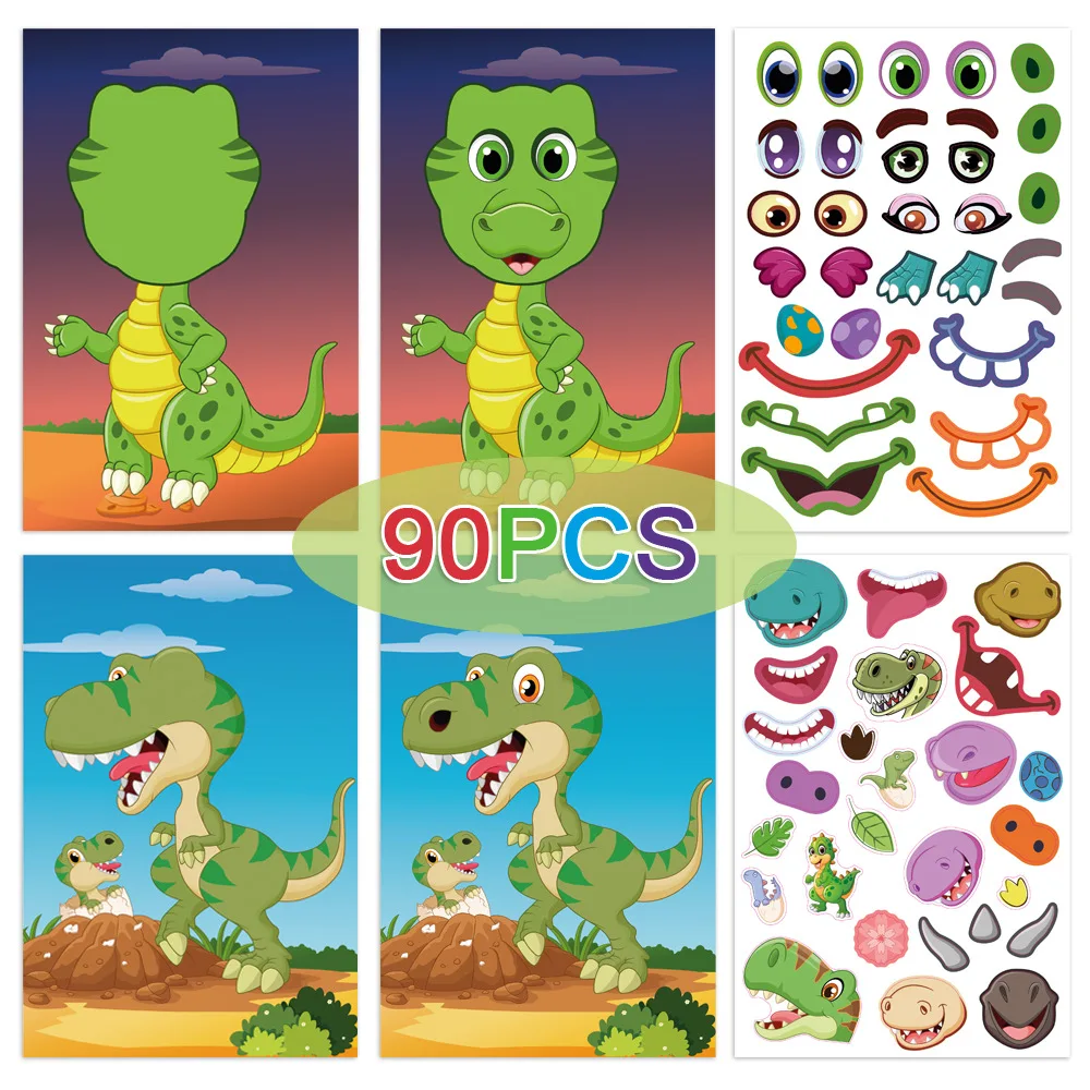 Fun Diy Sticker Dress-up Game Cartoon Animal Face Change Sticker Book Color Cognitive Puzzle Toy Baby Early Education Gift image 5
