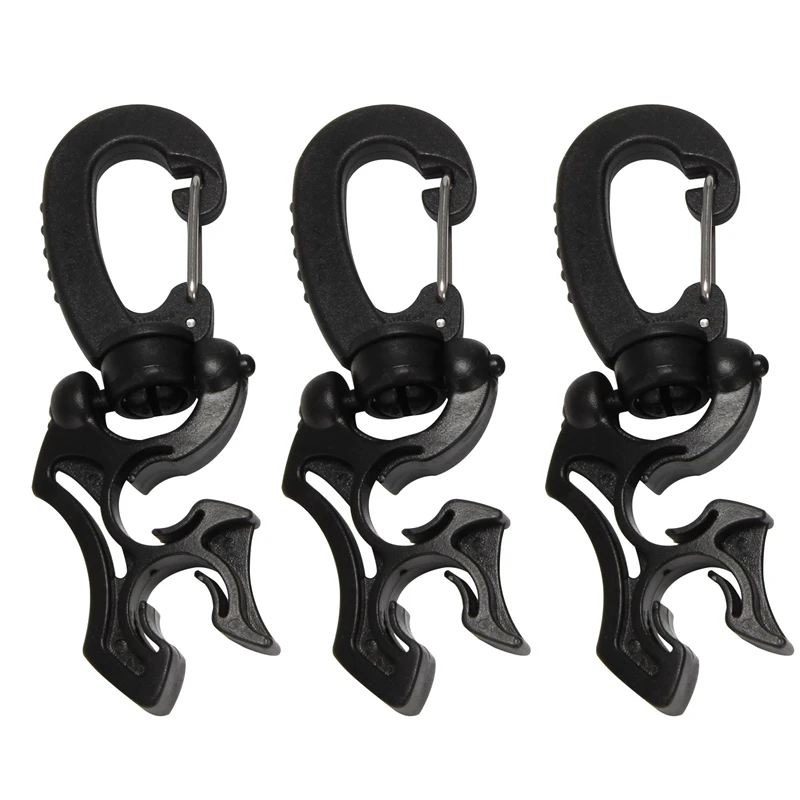 3 Pcs Diving Hose Holder Clip Scuba Diving Double BCD Hose Clip With Snap Hook Buckle For Dive Snorkeling Accessories