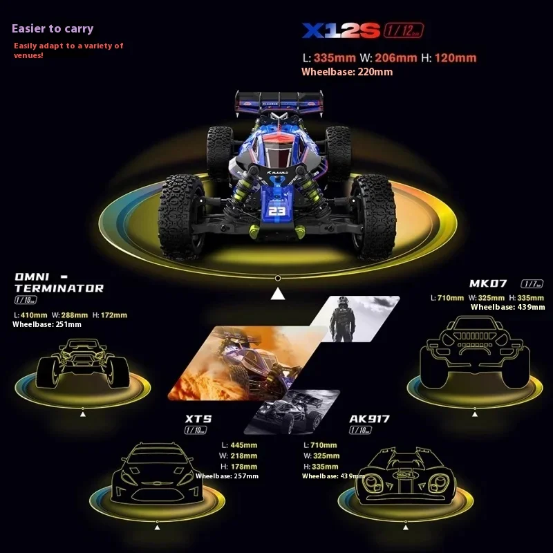 New Rlaarlo X12s 1/12 Brushless 80km+ Rc Car High-Speed Rtr Off-Road Aluminum Chassis Race Car For Boys Toys New Year Gift