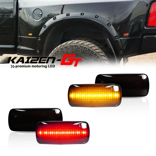 Luces de posición laterales LED rojas y traseras ámbar delanteras luces de marcador de guardabarros de doble cama para Dodge RAM 2500HD y 3500HD de 2010-2018 rueda doble
