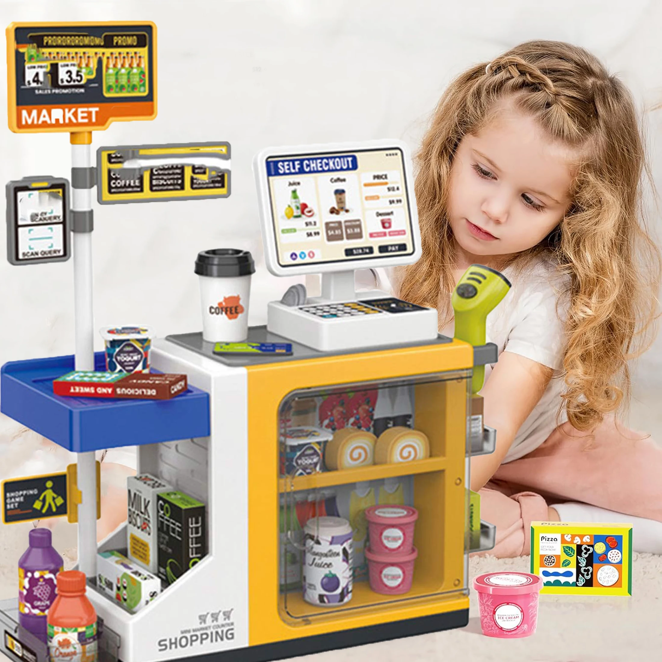 Children's Pretend Play Supermarket Shopping Café Cash Register Toy