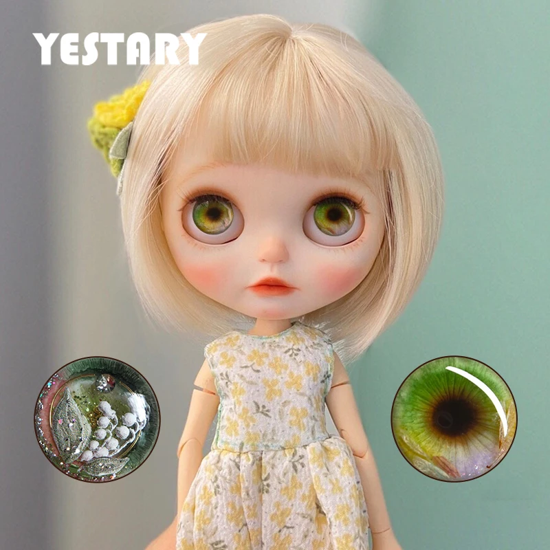 

YESTARY BJD Doll Accessories Eyes For Toys Blythe Handmades Magnet Eye Pieces Drip Glue Green Pattern Blythe Dolls For Eye Piece