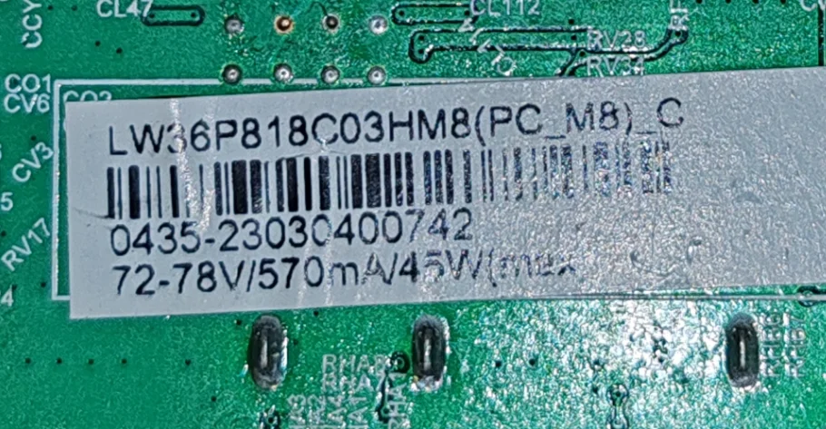 ZP.63W.818R00 ZP.63W.818R02 اللوحة الأم للتلفزيون ثلاثة في واحد تم اختبارها لشريحة 1920x1080 3663 72--78V 570MA 45W
