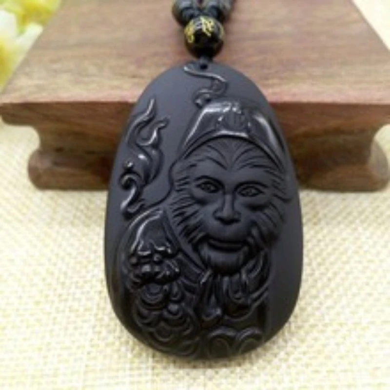 Obsidian Men Women, Son of , and Loyalty War God Necklace, Jade Buddha Pendant