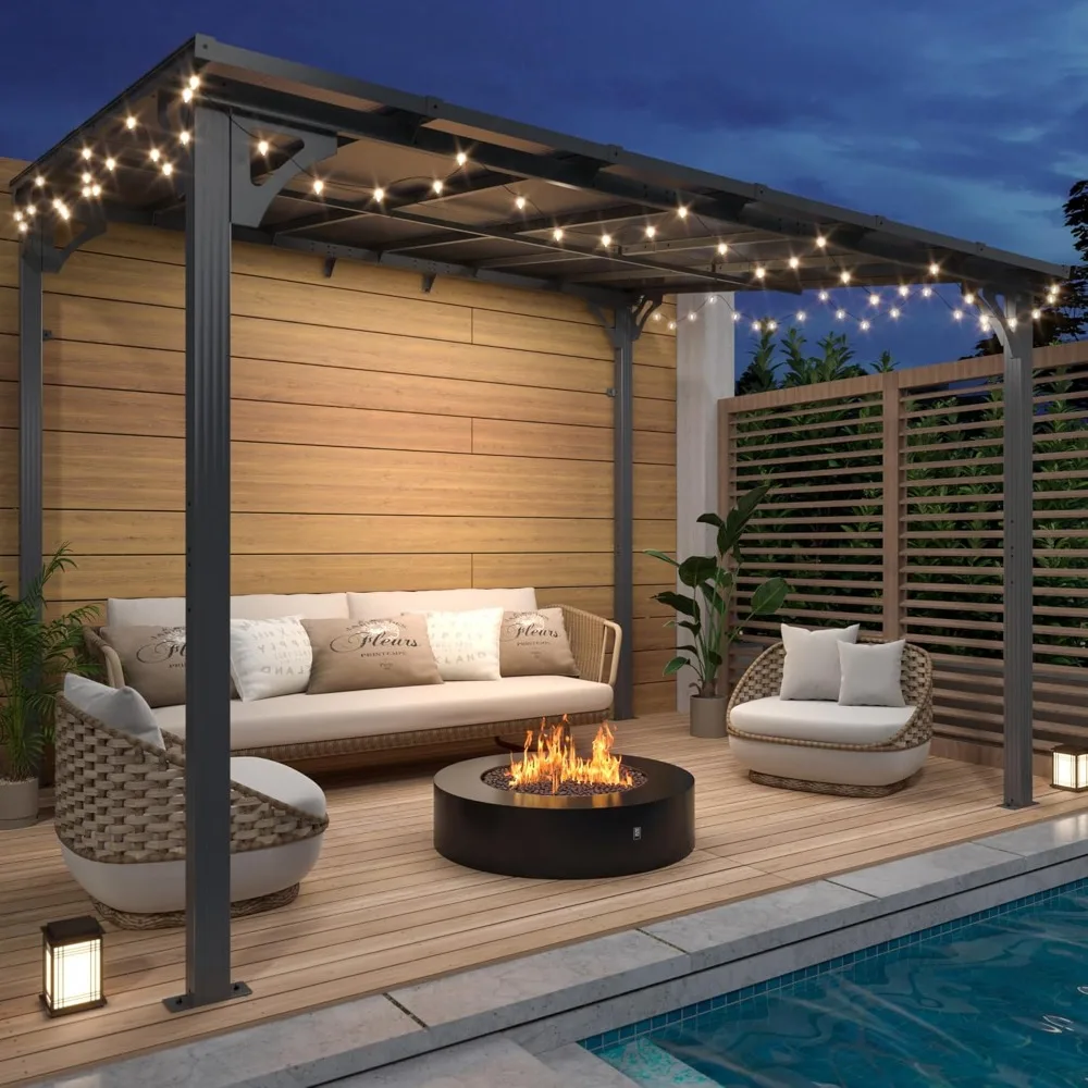 

"10x12 Foot Hardtop Gazebo with Pergola Awnings for Patio Shade and Rain Protection"