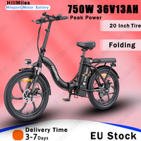 E-bike Peak Power 750W Motor 36V13AH Lithium Battery Electric Bike Adult City Commuting 20*3-inch Tire Folding Electric Bicycle