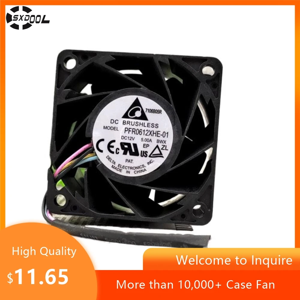 60mm Delta 6cm 6076 PFR0612XHE-01 12V 5A Max Airflow Rate High-Speed Violence Pressurized Cooling Fan