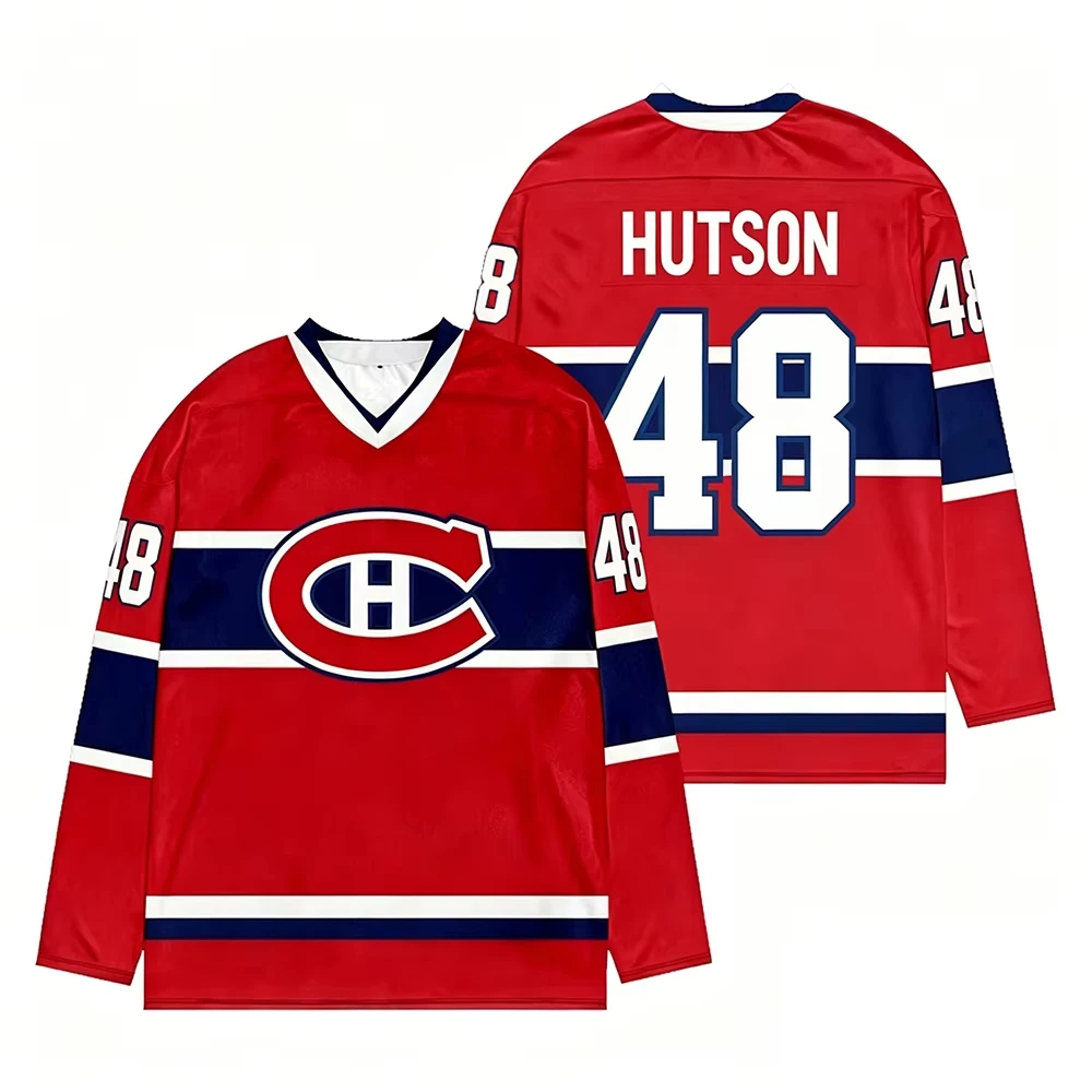 Neues Kinder-Hockeytrikot der Montreal Canadiens, V-Ausschnitt, langärmlig, sportliches Sweatshirt für Damen und Herren, Spieler-Cosplay-Oberteil – Detail 12