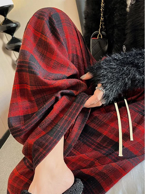 

Мужские летние брюки больших размеров в стиле ретро, в клетку, прямого кроя, с эластичным поясом, повседневные, в пол, американский стиль