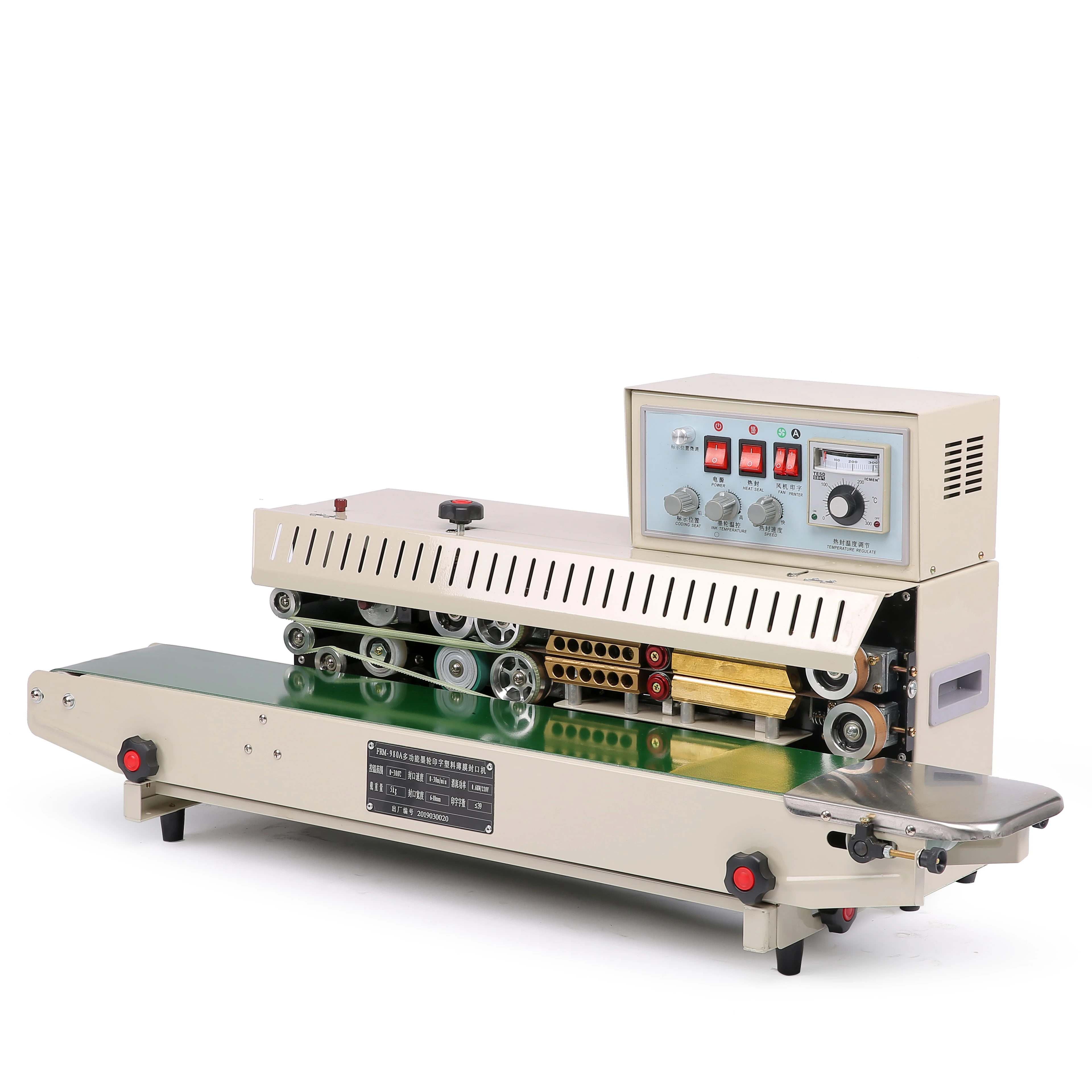 

FR-980 Ink-wheel Automatic Plastic Bag Shrink Sleeve Durable Continuous Band Sealer Heat Sealing Machine