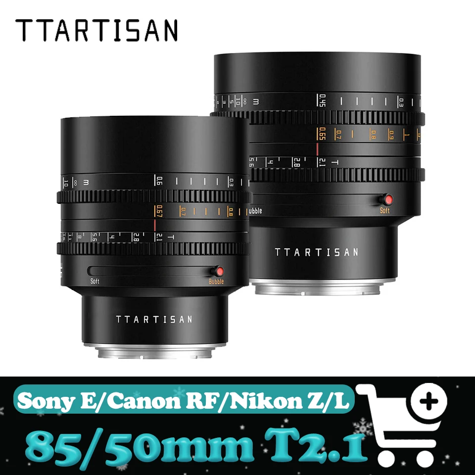 

TTArtisan 50mm T2.1 85mm T2.1 Large Aperture Cine Lens Manual Focus Prime Camera Lens for Sony E Canon RF Nikon Z and L mount