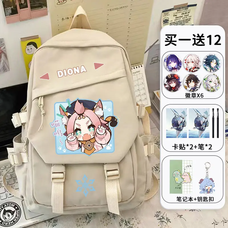 حقيبة ظهر Genshin Impact Yae Miko Anime أوائل الصيف من الدرجة الثالثة إلى السادسة لطلاب المدارس الثانوية بسيطة ذات سعة كبيرة مزدوجة