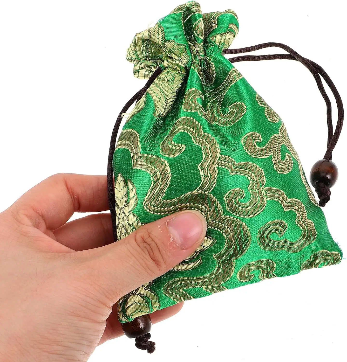

Drawstring Jewelry Pouch Bag, Traditional Silk Brocade Gift Storage for Chinese Weddings Year Sachets Organizer Accesso