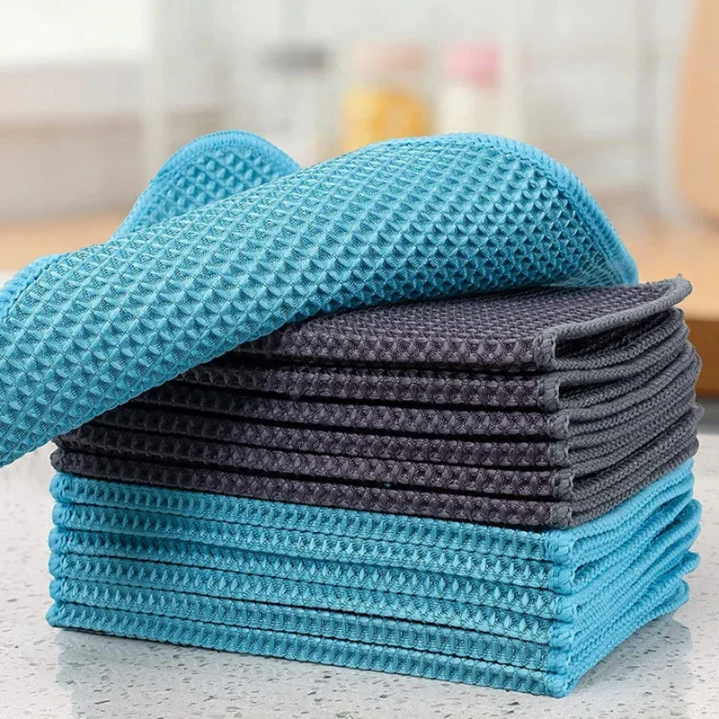 40x40cm Waffle Weave Microfiber Cleaning Towel Absorbable Glass Kitchen Cleaning Cloth Wipes Table Window Car Dish Towel Rag