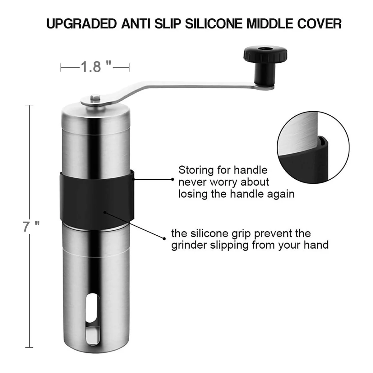Premium Portable Manual Coffee Grinder, Built with Stainless Steel Housing and Premium Ceramic Burr Core