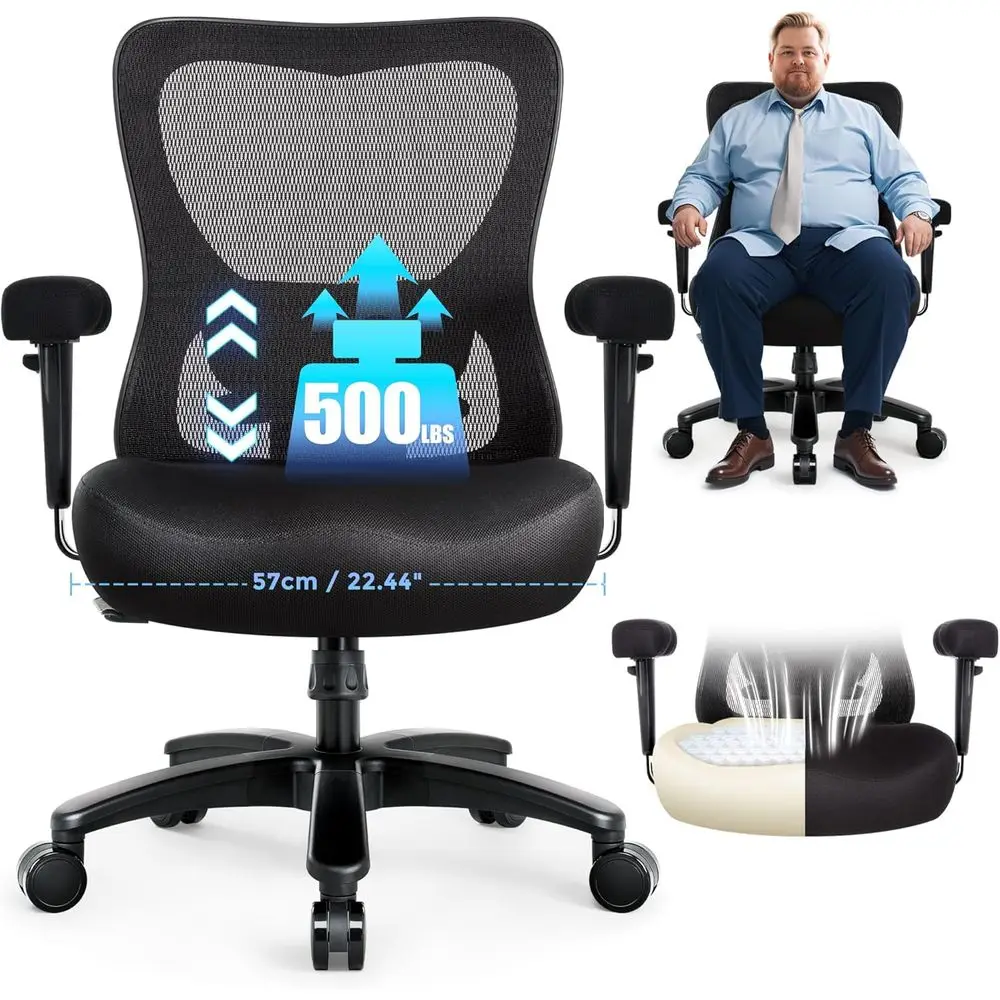 Big and Tall Oice Desk Chair 500lbs, Ergonomic Heavy Duty Mesh Desk Chair, Executive Swivel Task Computer Chairs or Home Oice, A