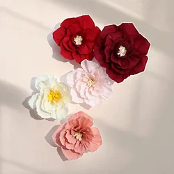 1Pc Crepe Paper Flower DIY Simulation Flower for Wedding Background Wall Valentine Day Birthday Party Supplies Home Decoration
