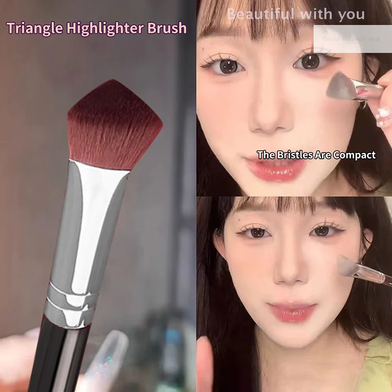 斜めハイライターブラシ フェイスコンター ファンデーション コンシーラーブラシ 三角形 合成毛 ファンデーション ハイライターブラシ