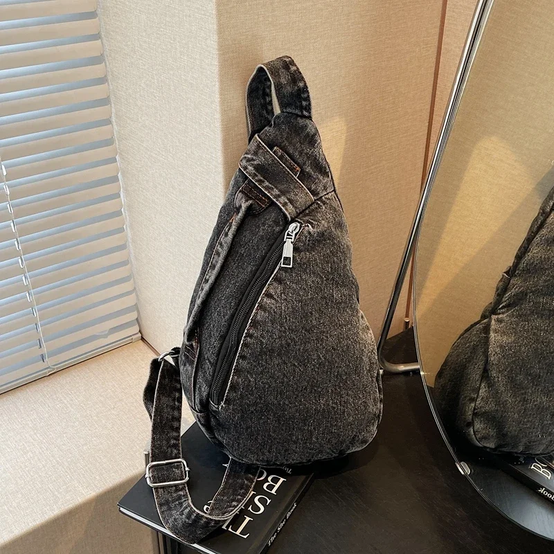 موضة جديدة الدنيم حقائب الصدر الصلبة سستة حقائب نسائية عادية 2025 رائجة البيع الخياطة الموضوع تنوعا الخصر حزم باكوت دي بيتو #1