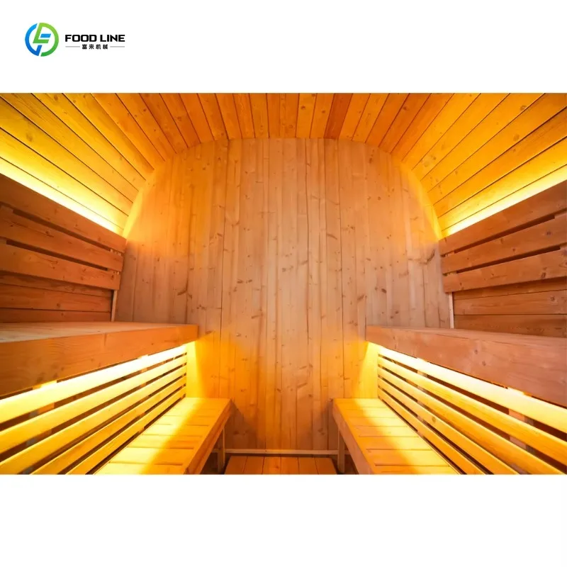 Outdoor Oval Solid Wood Sauna All Weather Insulated Structure 5